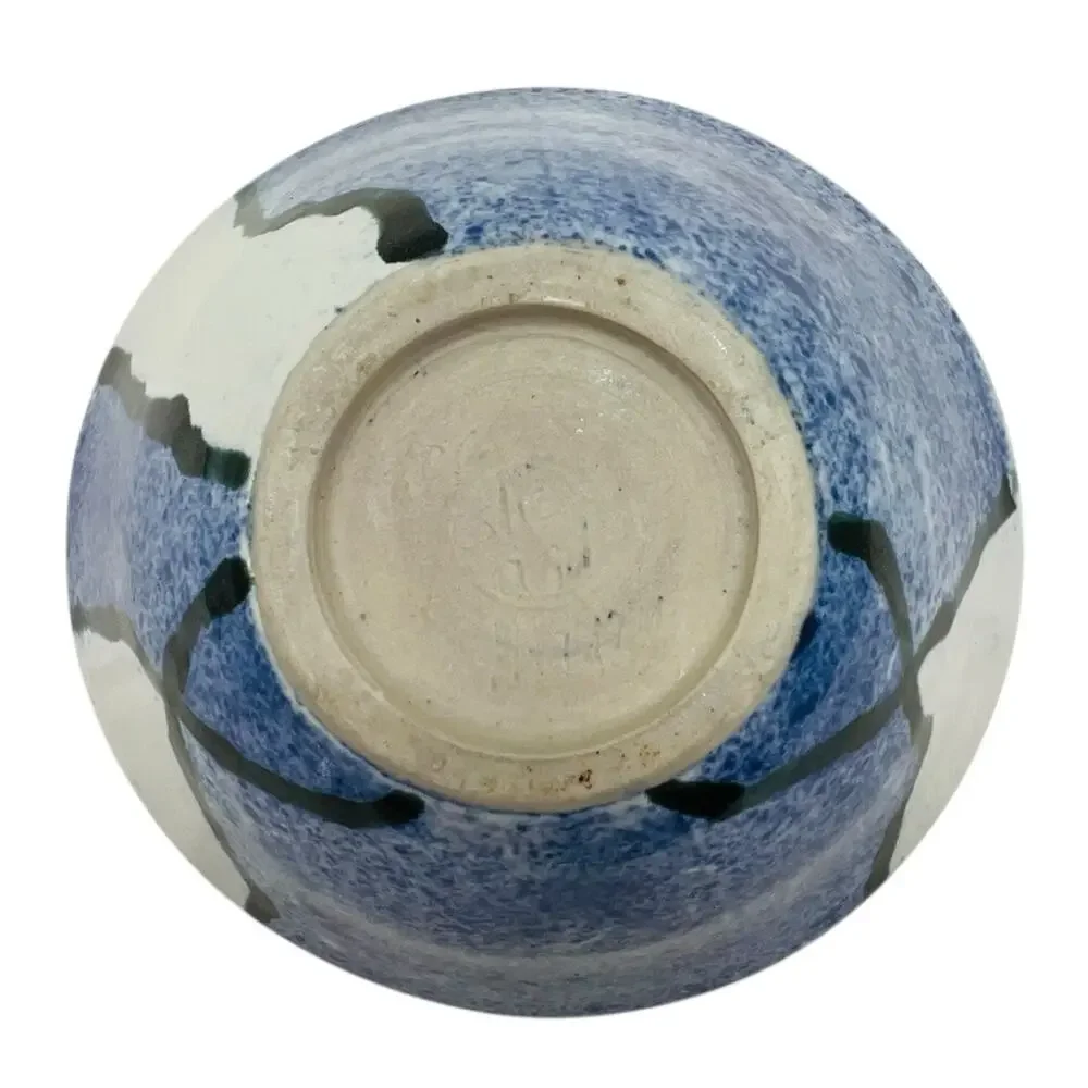 VTG Studio Art‎ Pottery Bowl Grey Blue Speckled Geometric Abstract 7.5” Serving